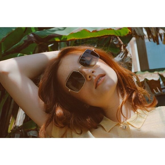 💕GARRETT LEIGHT💕 Crescent Sunglasses ~ Rose Gold Frame Pink Mirror Lenses NWT - Picture 3 of 12